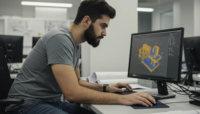 cadista trabalhando em um projeto CAD